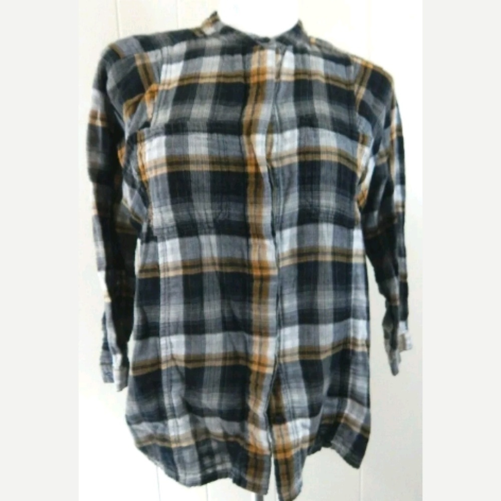 Broadway & Broome Collarless Button Down Shirt